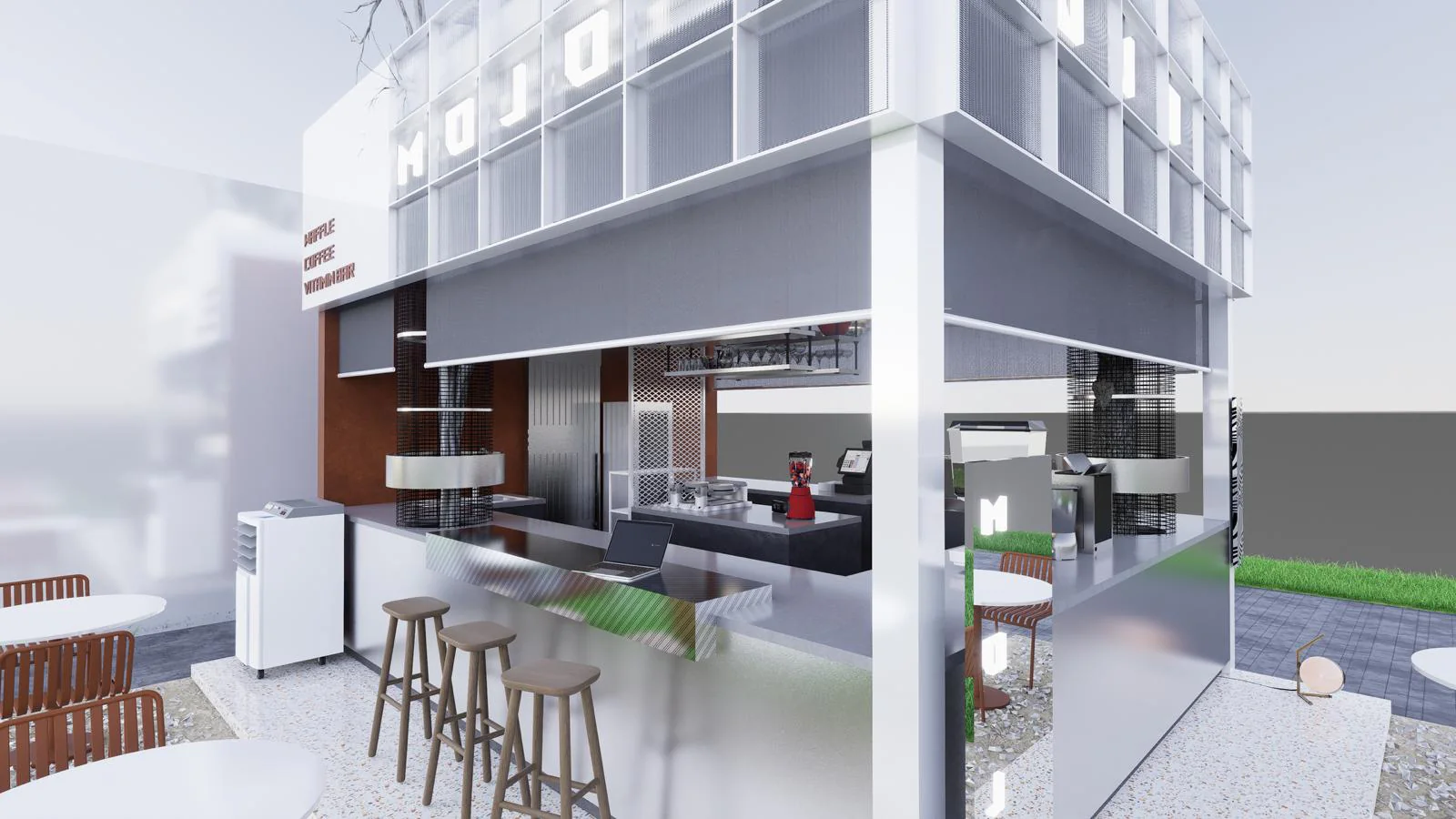 Mojo Waffle bar ve servis cephesi tasarımı